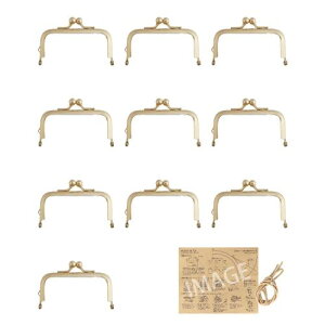 KIYOHARA 差し込み がま口 口金 角型 片カン 10個入 幅8cm G ゴールド 紙ひも・かんたんレシピ付き B05-43S10