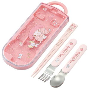 スケーター(Skater) 子供用 お弁当 トリオセット 箸 スプーン フォーク キッズ カトラリー 抗菌 加工 開けやすいスライド式 日本製 サンリオ マイメロディ ビッグリボン 女の子 TACC2AG