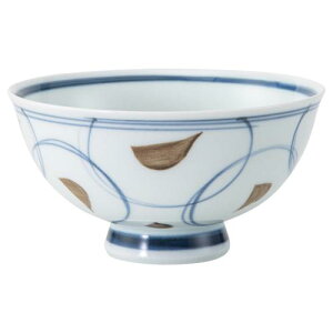 波佐見焼 ご飯茶碗 容量約320ml 刷毛点紋 ブルー 日本製 電子レンジ可 食洗器対応 74080