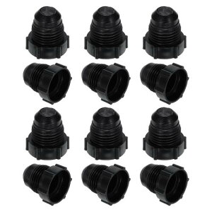 PATIKIL 3/8プラスチック製スレッドプラグ 12個入り5/8-18UN Fメススレッド45度SAEフ レアチューブフィッティングバルブストッププラグ エアコンパイプガスライン油圧用 黒