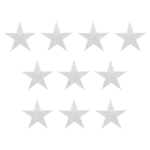 PATIKIL アイロンで貼るパッチ 10個入り 5つ星 刺繍パッチ アップリケ 衣類 ジャケット 帽子 バックパック 修理装飾品 ホワイト