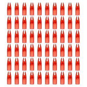 PATIKIL アーチェリー矢 ノック7mm 60個プラスチック接着矢 ノック交換用狩猟矢コンパウンドボウリカーブボウ 透明レッド