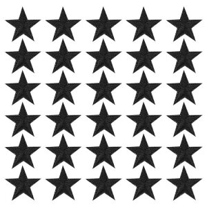 PATIKIL アイロンで貼るパッチ 33個セット 5つ星刺繍パッチ アップリケ 衣類 ジャケット 帽子 バックパック 修理装飾品 黒