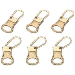 PATIKIL ジッパープル交換品 6個入り 取り外し可能な金属ジッパータブ修理キット スーツケース ジャケット バックパック用 金色
