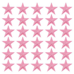 PATIKIL アイロンで貼るパッチ 33個入り 5つ星刺繍パッチ 衣類 ジャケット 帽子 バックパック 修理装飾用 ライトピンク