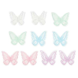 PATIKIL 10個の刺繍レース蝶アップリケ、2x2.4蝶ソーインアイロンパッチ、ダブルレイヤーオーガ ンザアップリケ、衣類、ウェディングドレス、DIYクラフト用、マルチカラー