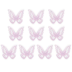 PATIKIL 10個の刺繍レース蝶アップリケ、2x2.4蝶縫い付けアイロンパッチ、ダブルレイヤーオーガ ンザアップリケ、衣類、ウェディングドレス、DIY衣類クラフト用、パープル