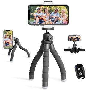 UBeesize スマホ 三脚 スマホスタンド ワイヤレスリモコン付き 持ち運び便利 スマホ三脚 くねくね フレキシブル カメラ三脚 コンパクト iPhone&Android/GoPro/カメラ/自撮り/ビデオ/写真/撮影など対