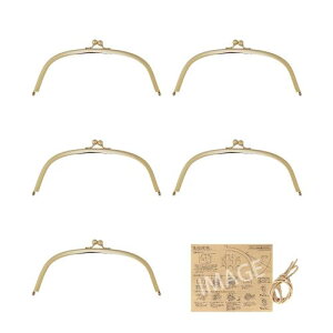 KIYOHARA 差し込み がま口 口金 丸型 カン無し 5個入 幅21cm G ゴールド 紙ひも・かんたんレシピ付き B05-28S5