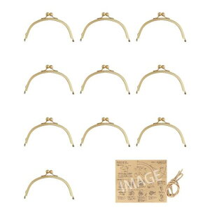 KIYOHARA 差し込み がま口 口金 丸型 片カン 10個入 幅12cm G ゴールド 紙ひも・かんたんレシピ付き B05-10S10