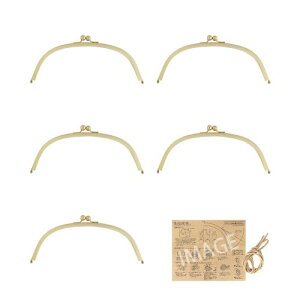 KIYOHARA 差し込み がま口 口金 丸型 カン無し 5個入 幅24cm G ゴールド 紙ひも・かんたんレシピ付き B05-34S5