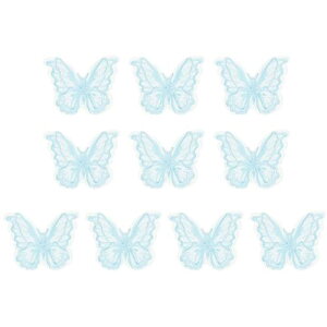 PATIKIL 10個の刺繍レース蝶アップリケ、1.6x2蝶縫い付けアイロンパッチ、ダブルレイヤーオーガ ンザアップリケ、衣類、ウェディングドレス、DIY衣類クラフト用、ブルー