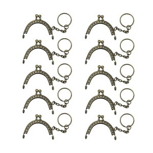 YFFSFDC がま口 口金 ミニサイズ かわいい バッグ 財布 パーツ 10色セット カラフル 手作り 素材 ちび 口金 (アンティークゴールド)