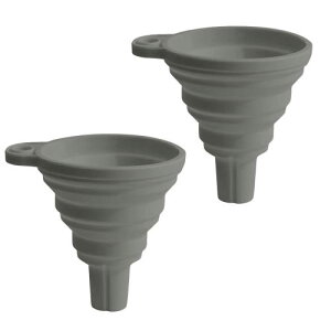 サムコス ミニ折りたたみ漏斗セット グレー シリカゲル 漏斗 水ボトル 液体転送 狭口 漏斗 携帯便利 キッチンツール 2個セット