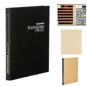 ハクバ (HAKUBA) フィルム用アルバム ネガフォトアルバム 35mm用 420コマ(1シートあたり42コマ収納可能 10シート入) ブラック ネガフィルムとベタ焼き(コンタクトプリント)を同時収納 増やせる4穴