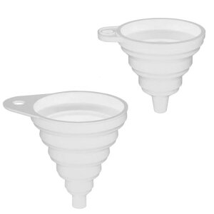 サムコス ミニ折りたたみ漏斗セット ホワイト シリカゲル 漏斗 水ボトル 液体転送 狭口 漏斗 携帯便利 キッチンツール 2個セット