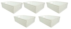 イノマタ化学 収納バスケット ストックバスケット B5 ホワイト 5個セット