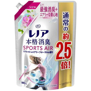 レノア 本格消臭 柔軟剤 スポーツエアー リフレッシュエアリーフローラル 詰め替え 約2.5倍(980mL)