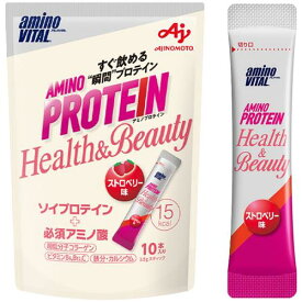 味の素 アミノバイタル アミノプロテイン for woman ストロベリー味 10本入パウチ アミノ酸 BCAA EAA ソイプロテイン コラーゲン ダイエット 女性