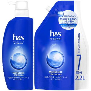 hs シャンプー ポンプ+詰め替え 大容量 350mL+2.2L モイスチャー エイチアンドエス セット買い