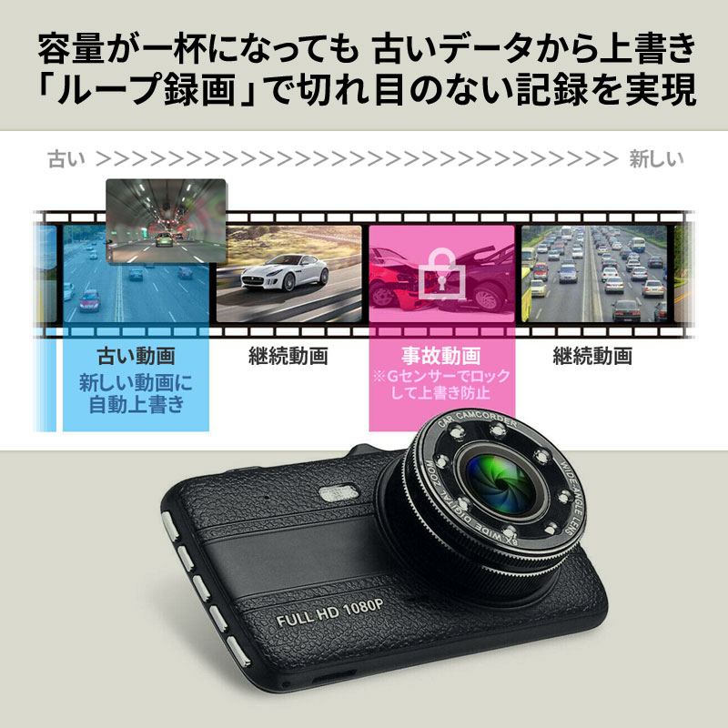 楽天市場】ドライブレコーダー 駐車監視 バックカメラ 簡単設置 動体 