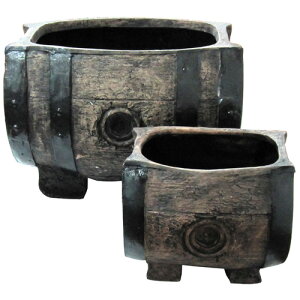 樽型プランター(S・Lセット) グレーブラウン ( '4935682028522 / ATC10262383 )【 コンパル 】【36CE】