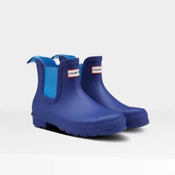 長靴 レディース レインブーツ レディース ショートブーツ WOMENS ORIGINAL CHELSEA BITTER INDIGO / POLAR BLUE 【HUN】 ブーツ・長靴