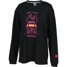 ◆P2倍!!　4/24～4/27まで!◆ ロンT レディース ロングTシャツ バスケTシャツ ガールズロングスリーブシャツ ブラック/ピンク 【CON】