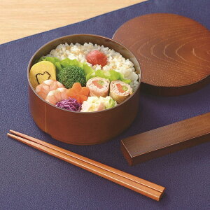 わっぱ弁当箱 わっぱ 弁当 TW-12 曲げわっぱ風弁当箱 丸型 箸と箸ケースのセット 【KKS】【36CE】