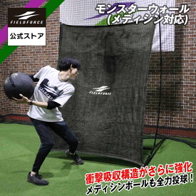 【 フィールドフォース 公式】 野球 ピッチング 練習 モンスターウォール メディシン対応 器具 ギア 自宅 トレーニング ピッチャー スローイング 投球 壁当て 軟式 硬式 折りたたみ 壁ネット メディシン メディシンボール プライオボール FKMP-2116BK