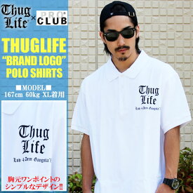 待望の再入荷！THUG LIFE / サグライフ 半袖 ポロシャツ THE BRAND LOGO / ホワイト×ブラック 白 黒 Tシャツ メンズ レディース ファッション B系 ストリート ワーク ミリタリー STREET 大きいサイズ トップス 春 夏 秋 オリジナルブランド HIPHOP LA NY スケーター