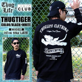 THUGLIFE サグライフ 長袖Tシャツ THUGTIGER サグタイガー ロングスリーブ ブラック 黒 ロンT fliyngtiger 厚手 大きいサイズ ビッグサイズ メンズ レディース ファッション B系 トップス ストリート HIPHOP インナー 春 夏 秋 冬 あす楽 スケーター スポーツ