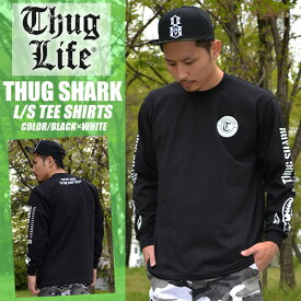 THUGLIFE / サグライフ 長袖Tシャツ THUGSHARK ブラック×ホワイト メンズ レディース ファッション ストリート系 Tシャツ ロンT トップス 衣装 ダンス ヒップホップ HIPHOP 春物