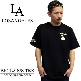 LA　半袖Tシャツ BIG LA S/S TEE/ ブラック×ゴールド 西海岸 HIPHOP あす楽 ソウルジャパン セットアップ 人気 souljapan XIII THIRTEEN サーティーン BUGLA メンズ ファッション あす楽 アメカジ ストリート ルード スケート