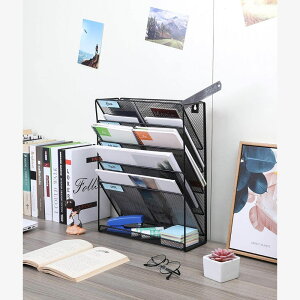 卓上収納ラック 6段 ファイルラック 書類トレー メッシュメタル 組み立て式 壁掛け書類ラック 多機能 新聞/雑誌/A4ファイル/フォルダー/書類入れ 机上用品 整理 収納