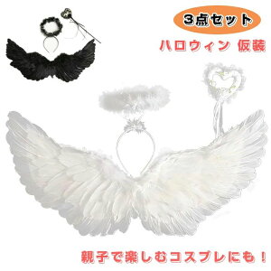 天使の羽 悪魔の羽 コスプレ ハロウィン 天使の翼 天使の輪 ステッキ コスプレ小物 ハロウィン 仮装 ブラック ホワイト天使 妖精 コスプレ コスチューム 仮装 パーティー ゴスロリ パーティ