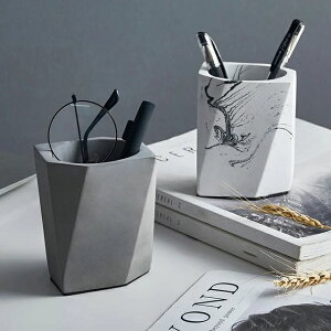 セメント ペンスタンド カトラリースタンド 大理石柄 グレー 【Ease easy】