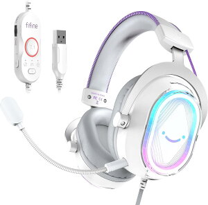 �y�����u�����h�E1�N�ۏ؁z FIFINE �Q�[�~���O�w�b�h�Z�b�g USB �L���ڑ� Game/Chat�����o�����X�Z�p 7.1�T���E���h�T�E���h PS5/PS4/PC/Mac�Ή� �Q�[�� ���C�u�z�M�K�p �M�t�g �����RGB���C�g �E����