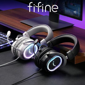 【スーパーセール限定 20％OFF】 FIFINE ゲーミングヘッドセット USB 有線接続 Game/Chat音声バランス技術 7.1サラウンドサウンド PS5/PS4/PC/Mac対応 ゲーム ライブ配信適用 ギフト 制御可RGBライト 脱着式ノイキャンマイク付き ヘッドホンホワイト H13WP