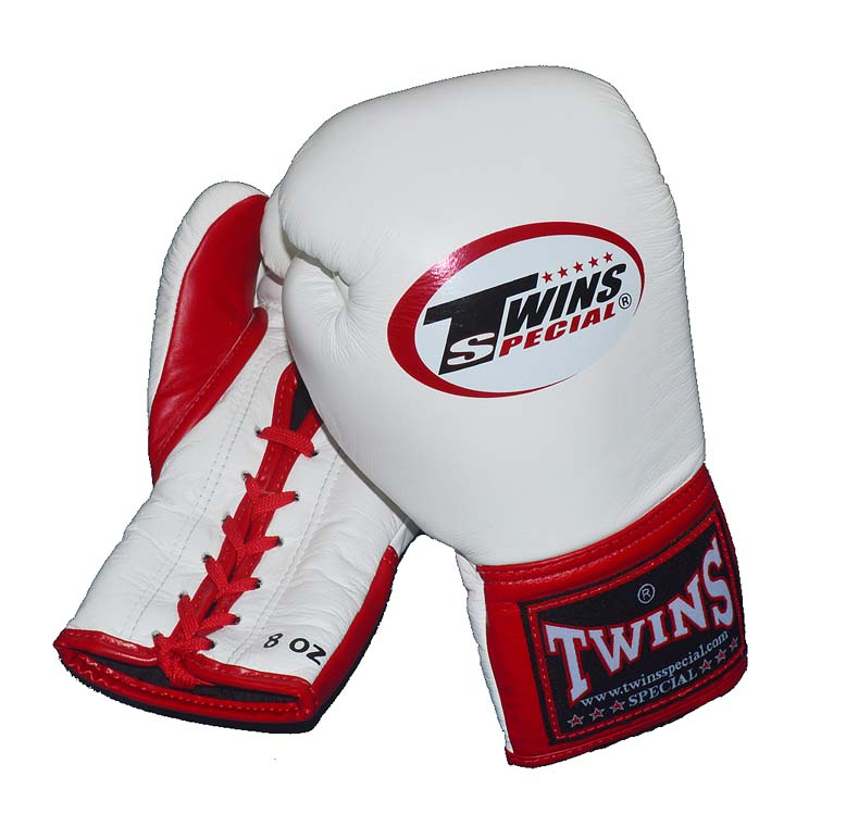 TWINS本革製　ひも式ボクシンググローブ 8oz 白×赤 | ファイトギア EX 楽天市場店