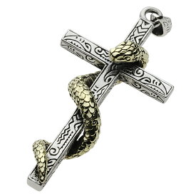 シルバー アクセサリー シルバーペンダント シルバー925 クロス スネーク メンズ ネックレス 十字架 ヘビ 蛇 民族模様