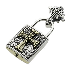 【FIGMART】シルバー925 ペンダント メンズ【z-fp0448】パドロック 南京錠 クロス 十字架 silver925 ネックレス ペンダントトップ 送料無料