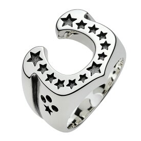 【FIGMART】 FIG-fr0359 ホースシュー リング シルバー925 シルバーアクセサリー 純銀 リング 馬蹄 星 スター 幸運 ラッキー 蹄鉄 アメカジ ストリート カジュアル ワイド 幅広 太め インパクト ボリューミー グラマラス 重厚 肉厚 中指 人差し指 サムリング