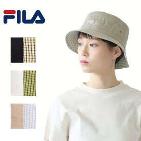 FILA フィラ ハット 帽子 FLW REV BUCKETHAT 241013203 BLACK BEIGE WHITE ブラック ベージュ ホワイト スポーツ カジュアル ギンガムチェック レディース ユニセックス リバーシブル