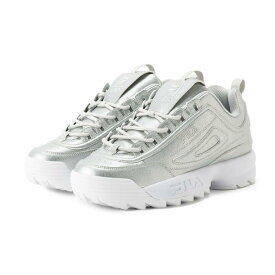 【 SALE アウトレット 】《交換不可・返品不可》FILA フィラ スニーカー シューズ DISRUPTOR II PREMIUM METALLIC ディスラプター 2 プレミアム メタリック Metallic Silver / White シルバー ホワイト レディース ユニセックス 5XM02304063 靴 白 銀