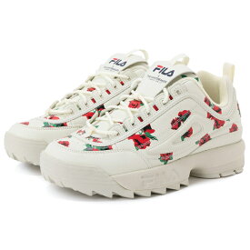 【 SALE アウトレット 】《交換不可・返品不可》【 FILA x BEDWIN 】FILA フィラ スニーカー シューズ Disruptor 2 X BEDWIN ディスラプター2 ベドウィン BEIGE/RED ベージュ/レッド USS23094923 レディース メンズ ユニセックス コラボ 薔薇 バラ プリント 靴 白 赤