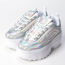 【Aぇ! group着用商品】FILA フィラ DISRUPTOR II WEDGE FESTIVAL ディスラプター ウェッジ フェスティバル IRIDESCENT / Silver / White イリディセント / シルバー / ホワイト スニーカー シューズ レディース ユニセックス 5XM02319319 靴 白 銀 厚底 限定