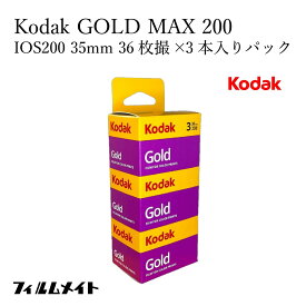 【送料無料】Kodak GOLD 200 カラーネガフィルム 35mm 36枚撮り×3本セット ISO200｜コダック ゴールド200 フィルム 写真 現像 C-41対応 自然な色合いと細かい粒状性 フィルム 初心者にもおススメ フィルム（JAN:041771880804）現像も対応可能 ギフト