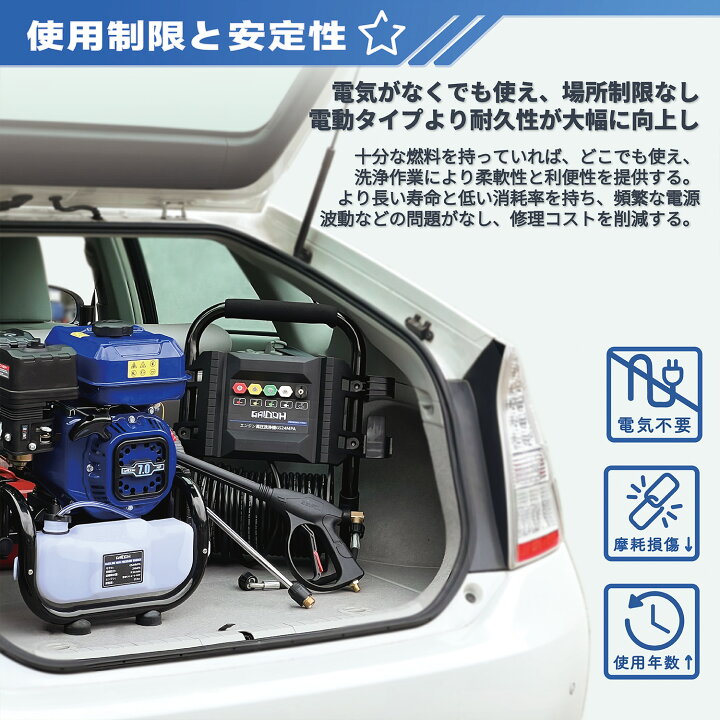 楽天市場】エンジン高圧洗浄機 ガソリン燃料 強力エンジン式高圧洗浄機 