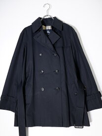 BURBERRY LONDON/バーバリー ロンドン 裏地ノバチェック水牛の角ボタン 定番コットンギャバトレンチコート【LCTA74413】【黒に近い濃紺】【36】【中古】【2点以上同時購入で送料無料】【DM240321】